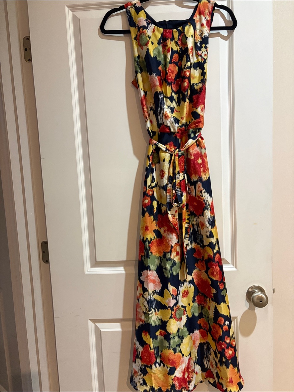 Chetta B Navy Maxi Dress with Multi-Color Floral Print